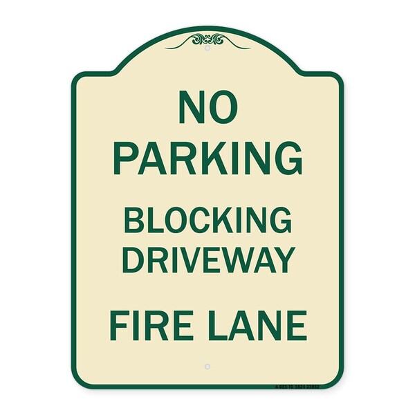 Signmission No Blocking Driveway Fire Lane Heavy-Gauge Aluminum Architectural Sign, 24" x 18", TG-1824-23852 A-DES-TG-1824-23852 - main